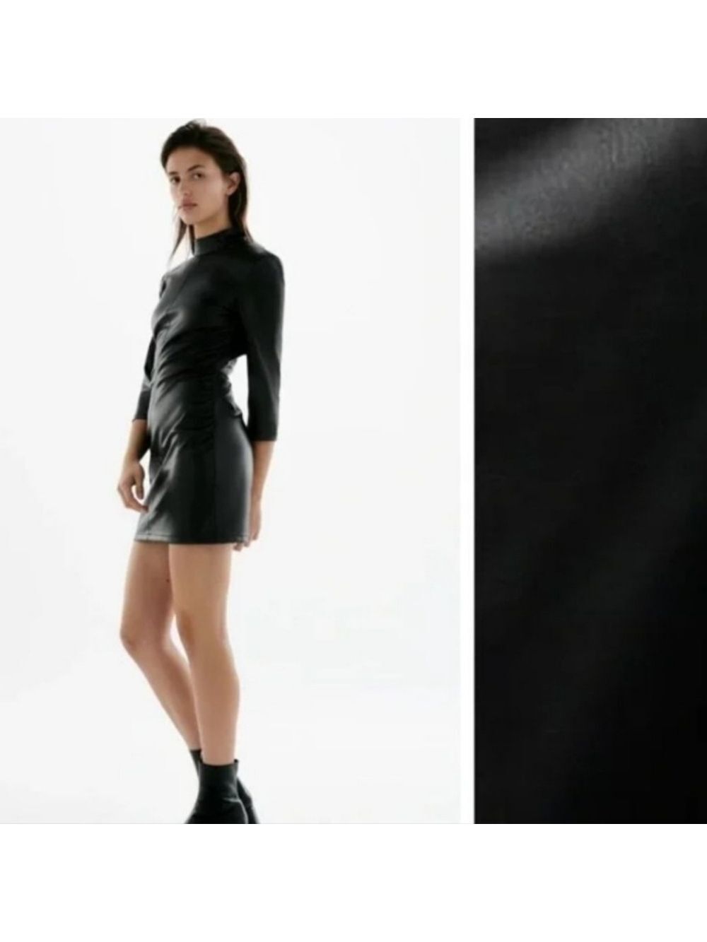 NWT Zara Faux Leather Cutout Back Mini Dress, Size M - Picture 4 of 10